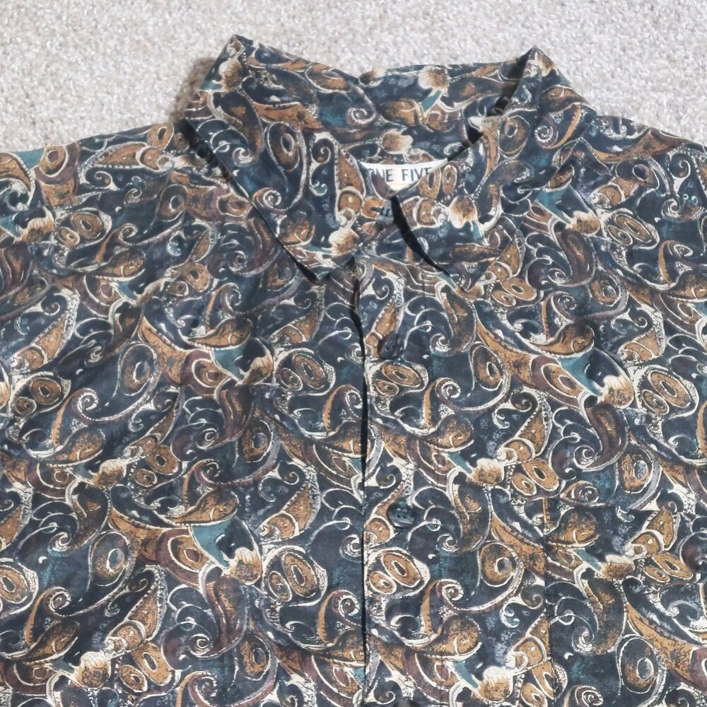 Zone Five Silk paisley shirt button front Long sleeve Size L Large